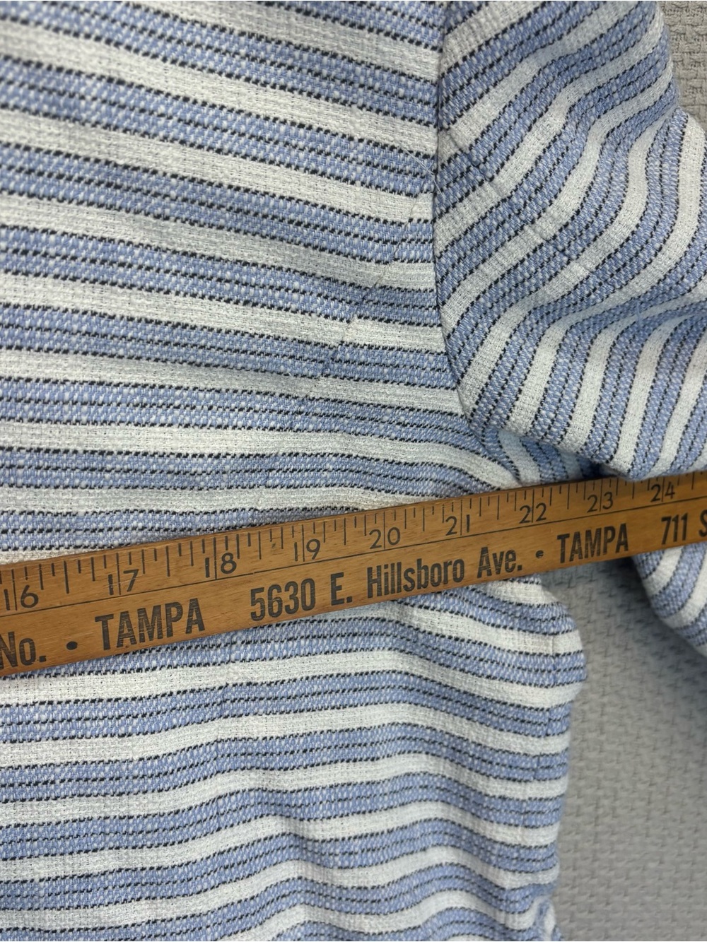 J Jill Plus Size L Spectator Blazer Blue White Striped Jacket Coastal Nautical - Picture 9 of 11